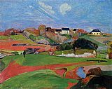 Paul Gauguin Canvas Paintings - Fields at le Pouldu